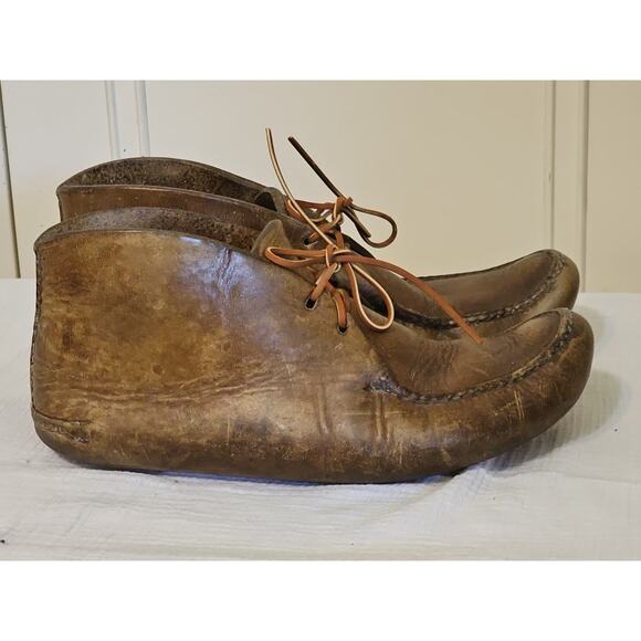 Vintage Double Stitched Genuine Leather Lace Up Mocs/ Ankle Boots Mens Size 9